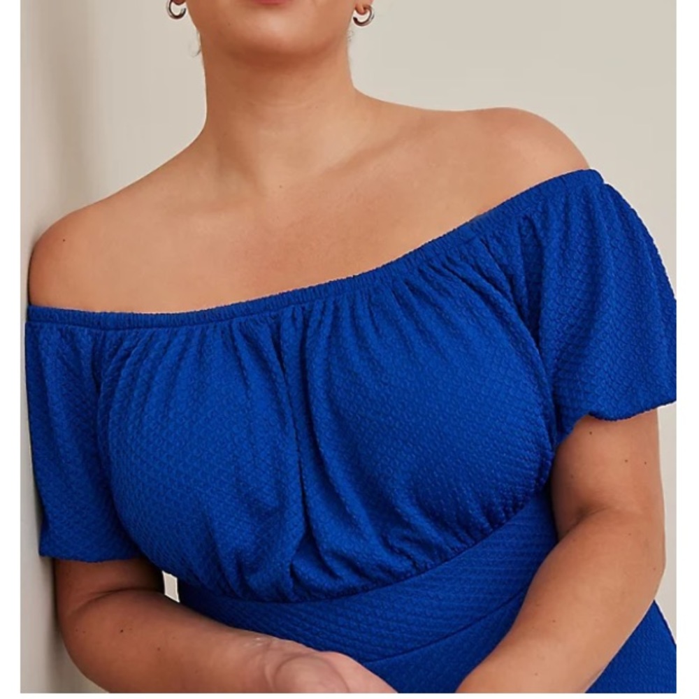 Torrid Royal Blue Off-Shoulder Mini Dress - Picture 4 of 6
